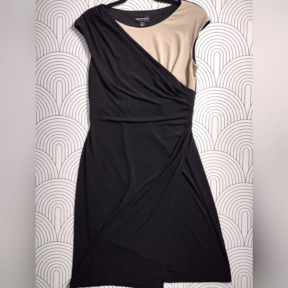 Connected Apparel Black and Tan Dress